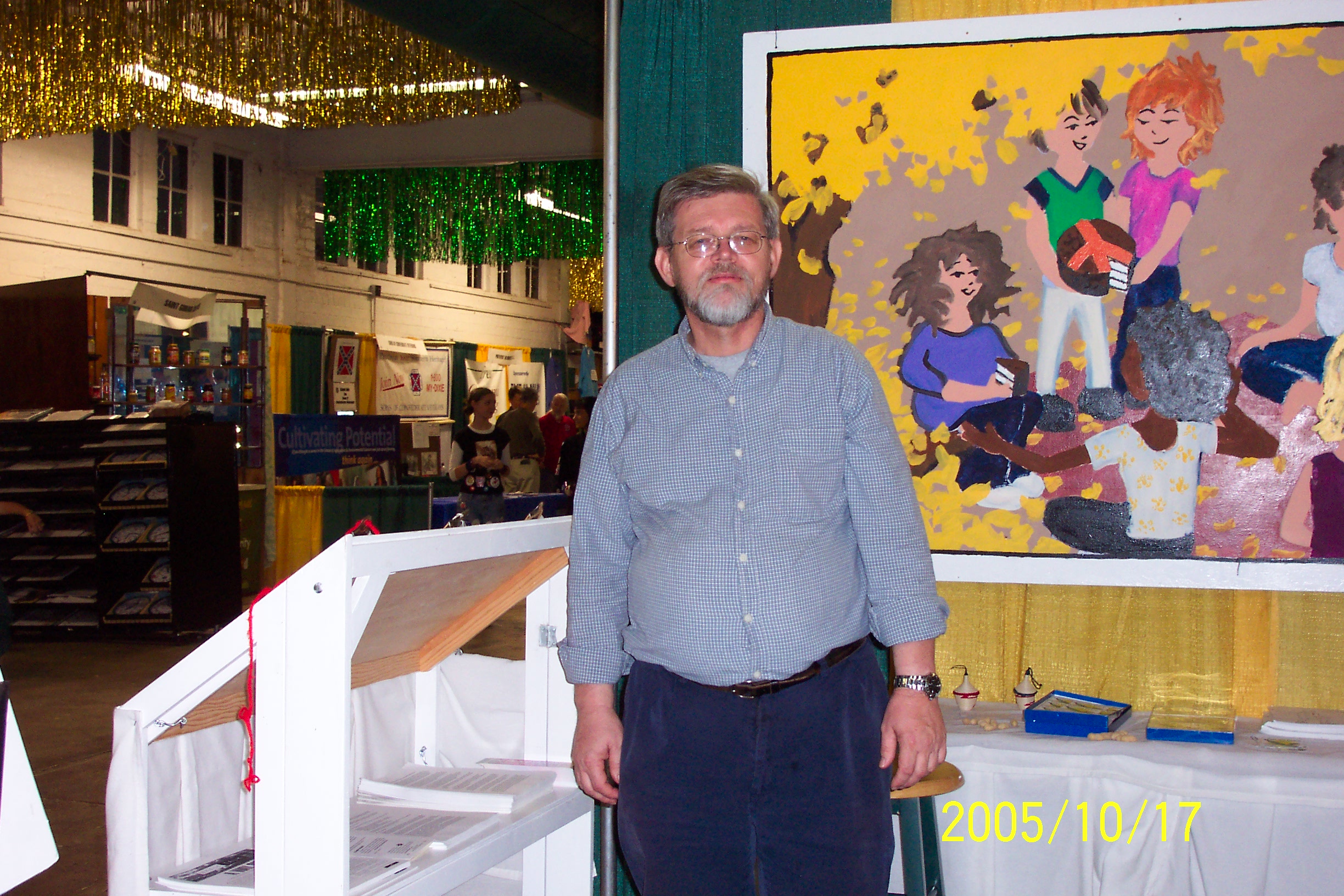 Photo: Wayne Cornelius in the 2005 Peace Booth